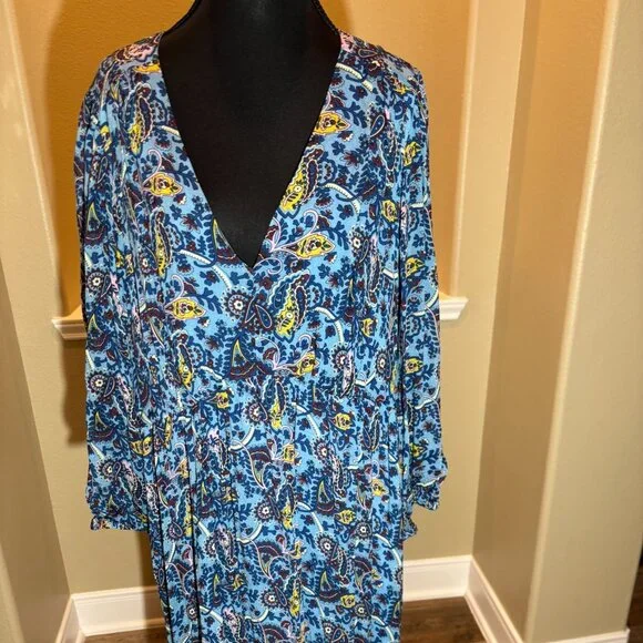 💙 NWT Boden Cottagecore Paisley Plunging Neckline Maxi Dress Size 14 - Picture 3 of 10